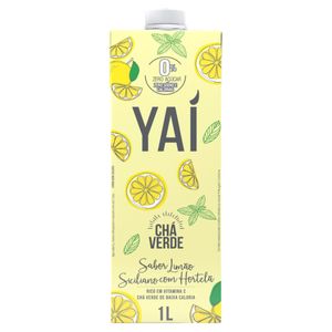 Chá Verde Limão-Siciliano com Hortelã Zero Açúcar Yaí Caixa 1l
