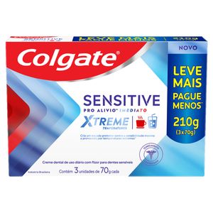 Pack Creme Dental Xtreme Colgate Sensitive Pro-Alívio Imediato Caixa 210g 3 Unidades Leve Mais Pague Menos