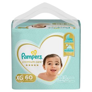 Fralda Descartável Infantil Pampers Premium Care XG Pacote 60 Unidades