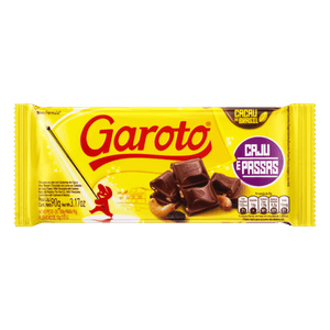 Chocolate ao Leite Caju e Passas Garoto Pacote 90g