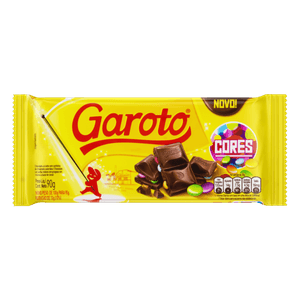 Chocolate ao Leite com Pastilhas de Chocolate Coloridas Garoto Cores Pacote 90g