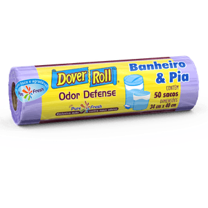 Saco para Lixo Pia e Banheiro Pure Fresh 10l Dover Roll Odor Defense 50 Unidades