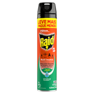 Inseticida Aerossol Multi-Insetos Base Água Óleo de Eucalipto Raid Frasco 420ml Leve Mais Pague Menos