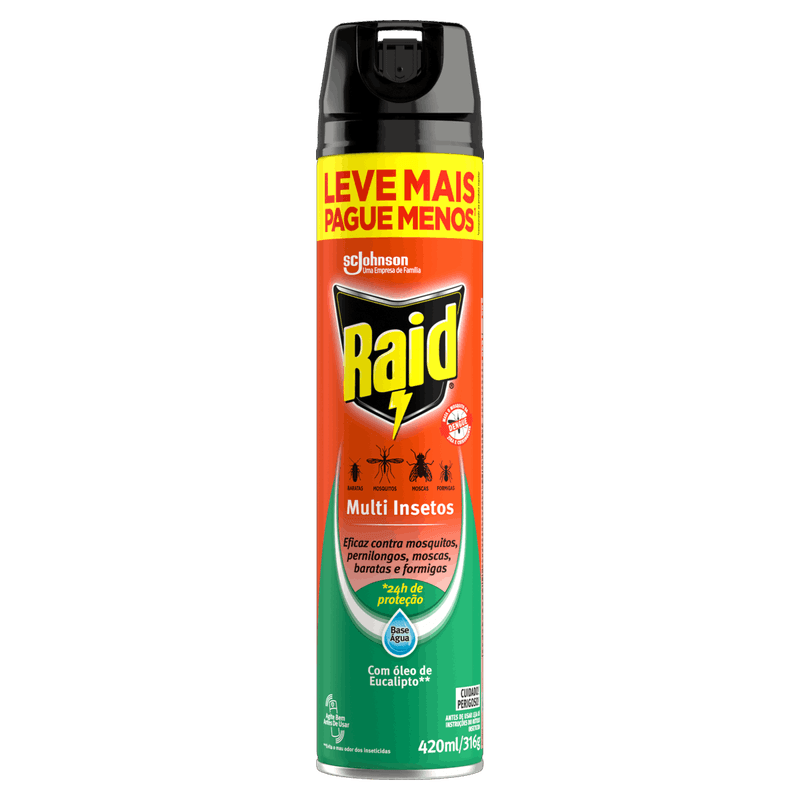 Inseticida-Aerossol-Multi-Insetos-Base-Agua-Oleo-de-Eucalipto-Raid-Frasco-420ml-Leve-Mais-Pague-Menos