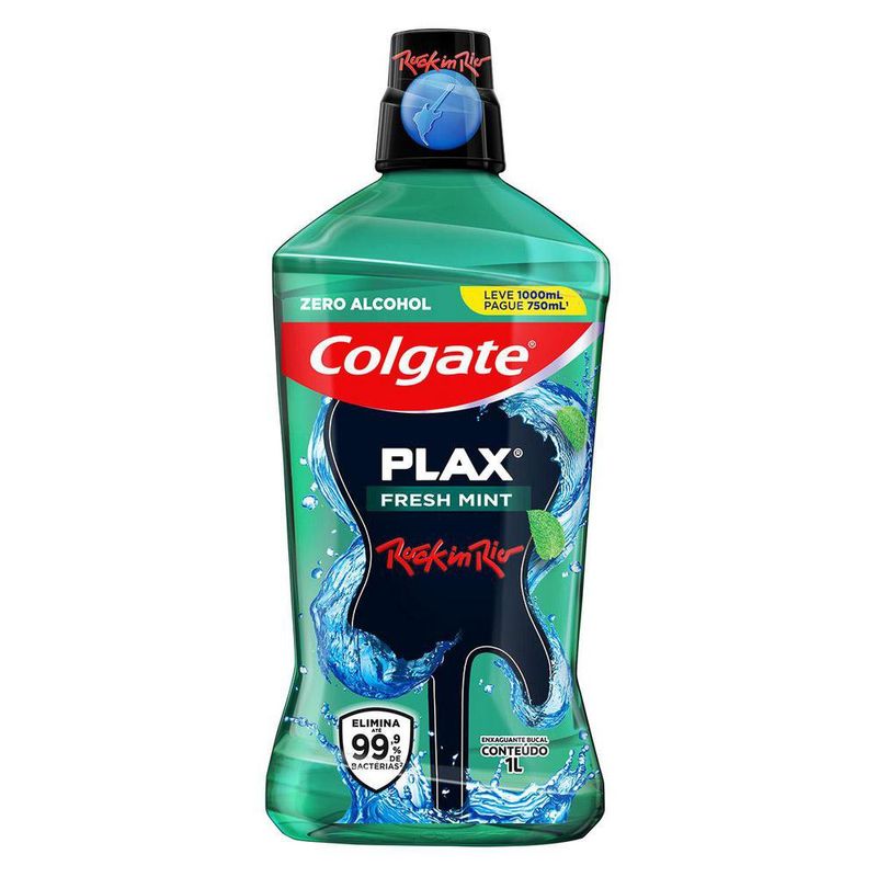 Enxaguante-Bucal-Anticarie-Zero-Alcool-Fresh-Mint-Colgate-Plax-Frasco-Leve-1000ml-Pague-700ml