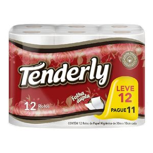 Papel Higiênico Folha Dupla Neutro Tenderly 30m Pacote Leve 12 Pague 11 Unidades