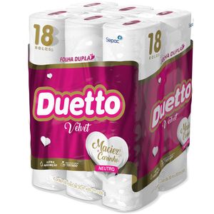 Papel Higiênico Folha Dupla Neutro Duetto Magno 30m Pacote 18 Unidades