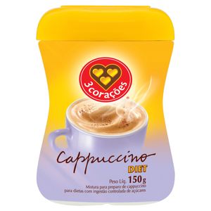 Cappuccino Solúvel Diet 3 Corações Pote 150g