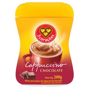 Cappuccino Solúvel Chocolate 3 Corações Pote 200g