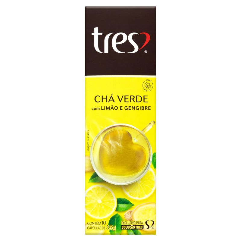 Cha-Verde-em-Capsula-Limao-e-Gengibre-Tres-Caixa-35g-10-Unidades