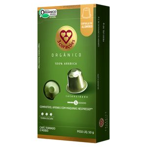 Café em Cápsula Torrado e Moído Orgânico 3 Corações Caixa 50g 10 Unidades