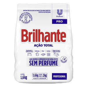 Lava-Roupas e Limpador Pó sem Perfume Brilhante Ação Total Pro Pacote 1,6kg