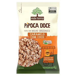 Pipoca Pronta Doce Orgânica Mascavo com Coco Mãe Terra Nupoca Pacote 40g