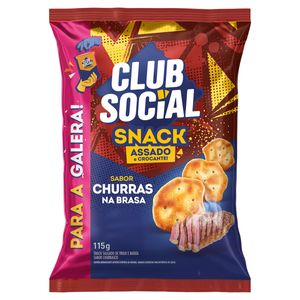 Snack de Trigo e Batata Assado Crocante Churras na Brasa Club Social para a Galera! Pacote 115g