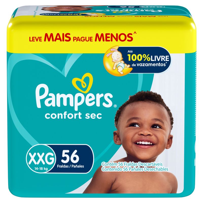 Fralda-Descartavel-Infantil-Pampers-Confort-Sec-XXG-Pacote-56-Unidades-Leve-Mais-Pague-Menos