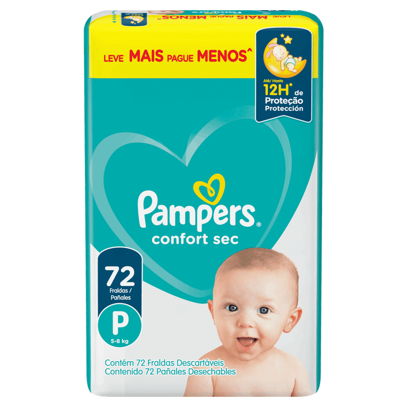 Fralda-Descartavel-Infantil-Pampers-Confort-Sec-P-Pacote-72-Unidades-Leve-Mais-Pague-Menos
