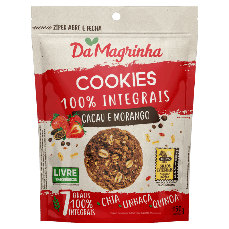 Biscoito-Cookie-com-7-Graos-Integral-Cacau-e-Morango-Da-Magrinha-Pouch-150g