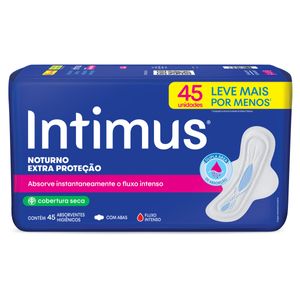 Absorvente com Abas Seca Intimus Extra Proteção Noturno Pacote 45 Unidades Leve Mais Pague Menos