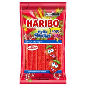 Bala Morango Ácido Haribo Balla Sticks Pacote 70g