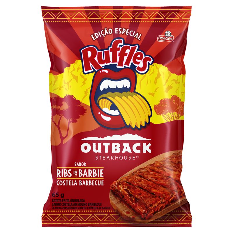 Batata-Frita-Ondulada-Costela-Barbecue-Elma-Chips-Ruffles-Pacote-65g-Edicao-Especial-Outback-Steakhouse