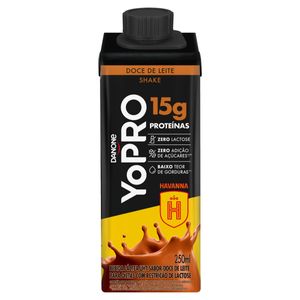 Bebida Láctea UHT Doce de Leite Zero Lactose Yopro Shake Caixa 250ml