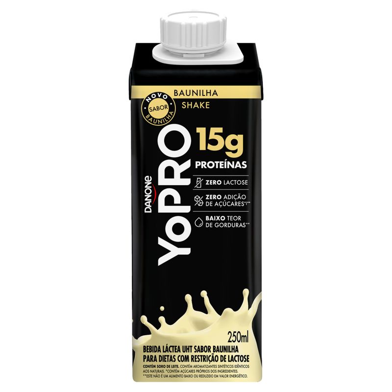 Bebida-Lactea-UHT-Baunilha-Zero-Lactose-Yopro-Shake-Caixa-250ml