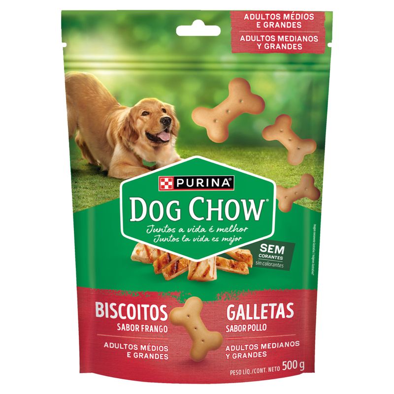 Biscoito para Cães Raças Médias e Grandes Frango Purina Dog Chow Pouch 500g
