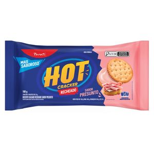 Pack Biscoito Recheio Presunto Hot Cracker Pacote 100g 4 Unidades