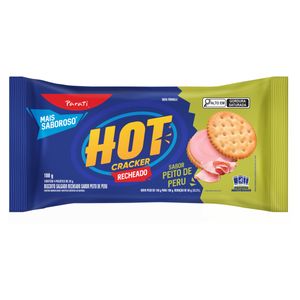 Pack Biscoito Recheio Peito de Peru Hot Cracker Pacote 100g 4 Unidades