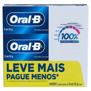 Pack Creme Dental Oral-B Caixa 3 Unidades 70g Cada Leve Mais Pague Menos
