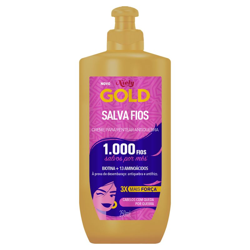 Creme-para-Pentear-Antiquebra-Niely-Gold-Salva-Fios-Frasco-250ml