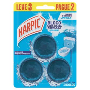 Desodorizador Sanitário Bloco para Caixa Acoplada Acqua Marine Harpic Leve 3 Pague 2 Unidades