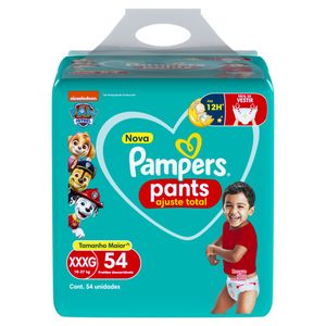 Fralda Descartável Infantil Pants Pampers Ajuste Total XXXG Pacote 54 Unidades