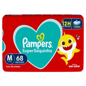 Fralda Descartável Infantil Pampers SuperSequinha M Pacote 68 Unidades