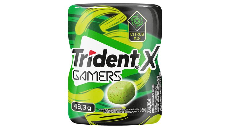 Goma de Mascar Citrus Mix Zero Açúcar Trident X Gamers Pote 48,3g