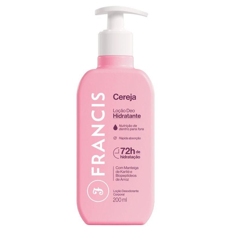 Locao-Desodorante-Corporal-Deo-Hidratante-Cereja-Francis-Frasco-200ml-Pump