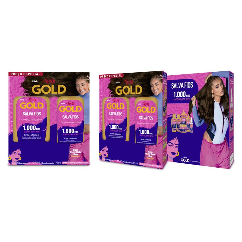 Kit-Shampoo-275ml---Condicionador-175ml-Antiquebra-Niely-Gold-Salva-Fios