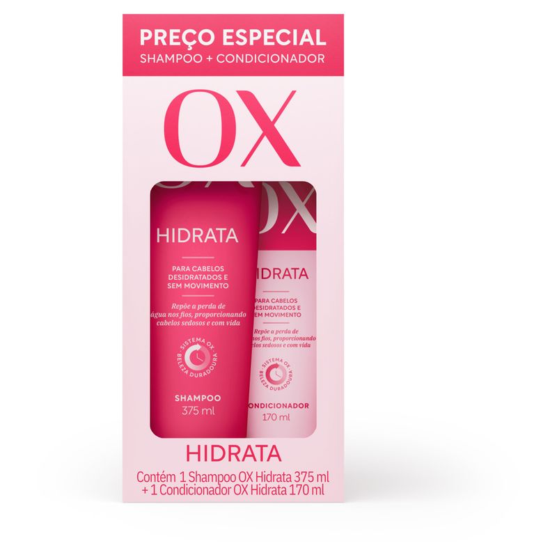 Kit-Shampoo-375ml---Condicionador-170ml-OX-Cosmeticos-Hidrata