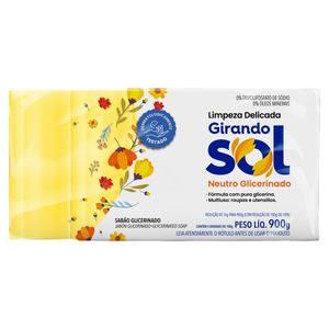Sabão Barra Glicerinado Multiuso Neutro Girando Sol Pacote 900g 5 Unidades