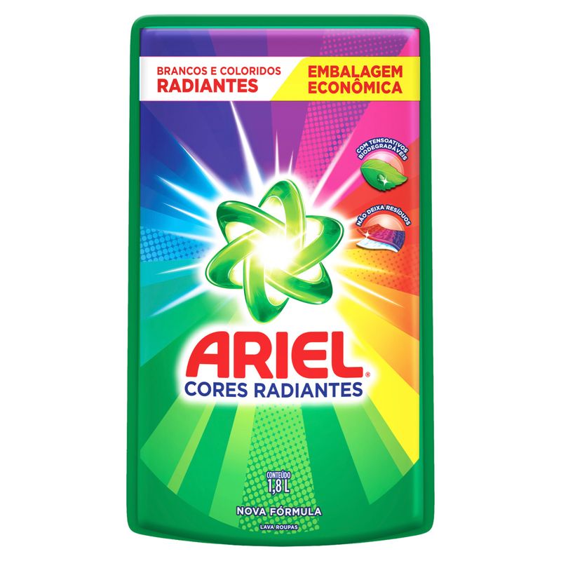Lava-Roupas-Liquido-Roupas-Brancas-e-Coloridas-Ariel-Cores-Radiantes-Sache-18l-Embalagem-Economica