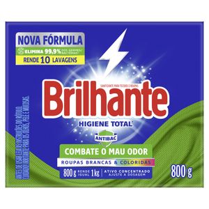 Lava-Roupas Pó Roupas Brancas e Coloridas Brilhante Higiene Total Antibac Caixa 800g