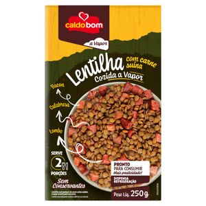 Lentilha Cozida no Vapor com Carne Suína Caldo Bom Caixa 250g