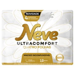 Papel Higiênico Folha Quadrupla Neutro Neve Ultracomfort 20m Pacote 12 Unidades