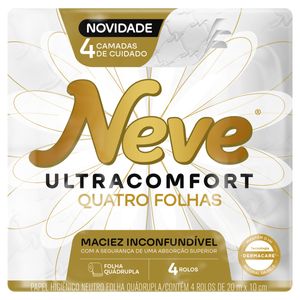 Papel Higiênico Folha Quadrupla Neutro Neve Ultracomfort 20m Pacote 4 Unidades