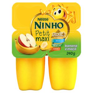 Petit Suisse Banana e Maçã Ninho Petit Maxi Forti+ Bandeja 240g 4 Unidades