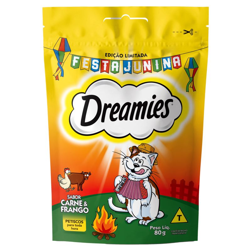 Petisco-para-Gatos-Carne-e-Frango-Dreamies-Pouch-80g-Edicao-Limitada-Festa-Junina