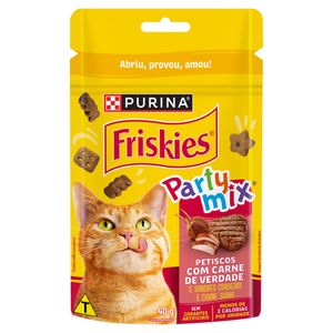 Petisco para Gatos com Salmão Camarão e Atum Purina Friskies Party Mix Pouch 40g