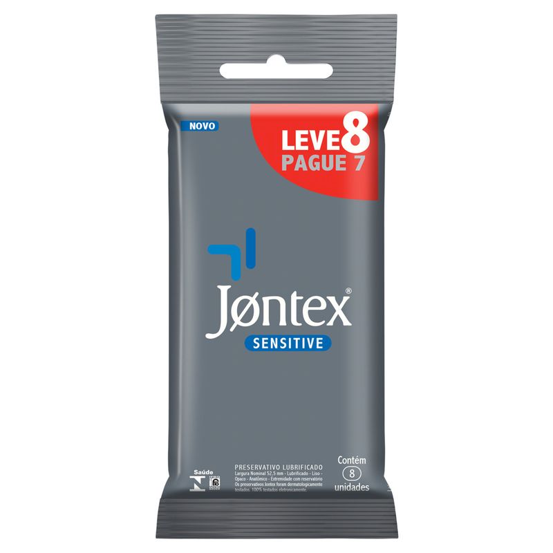 Preservativo-Masculino-Lubrificado-Sensitive-Jontex-Pacote-Leve-8-Pague-7-Unidades