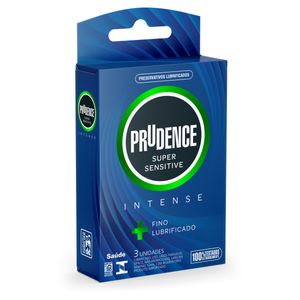 Preservativo Masculino Lubrificado Super Sensitive Prudence Intense Caixa 3 Unidades