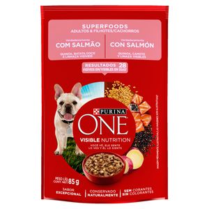Alimento para Cães Adultos e Filhotes Salmão Purina One Superfoods Sachê 85g
